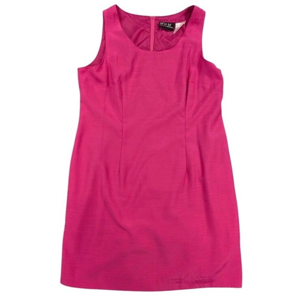 MHM Melissa Harper Sheath Dress Women 16 Hot Pink Sleeveless Textured Scoop Neck